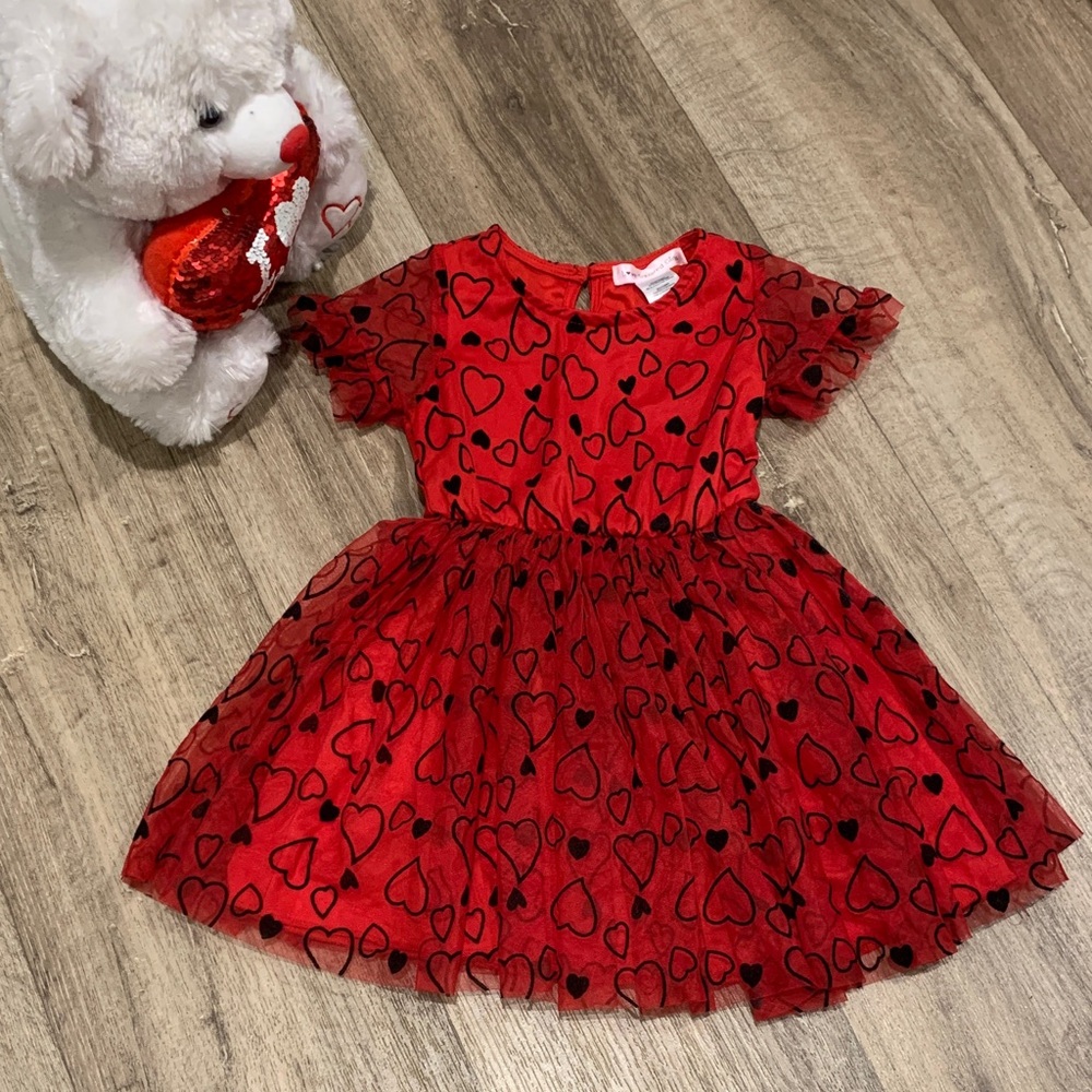 Love Squared Red Dress with Black Heart Design